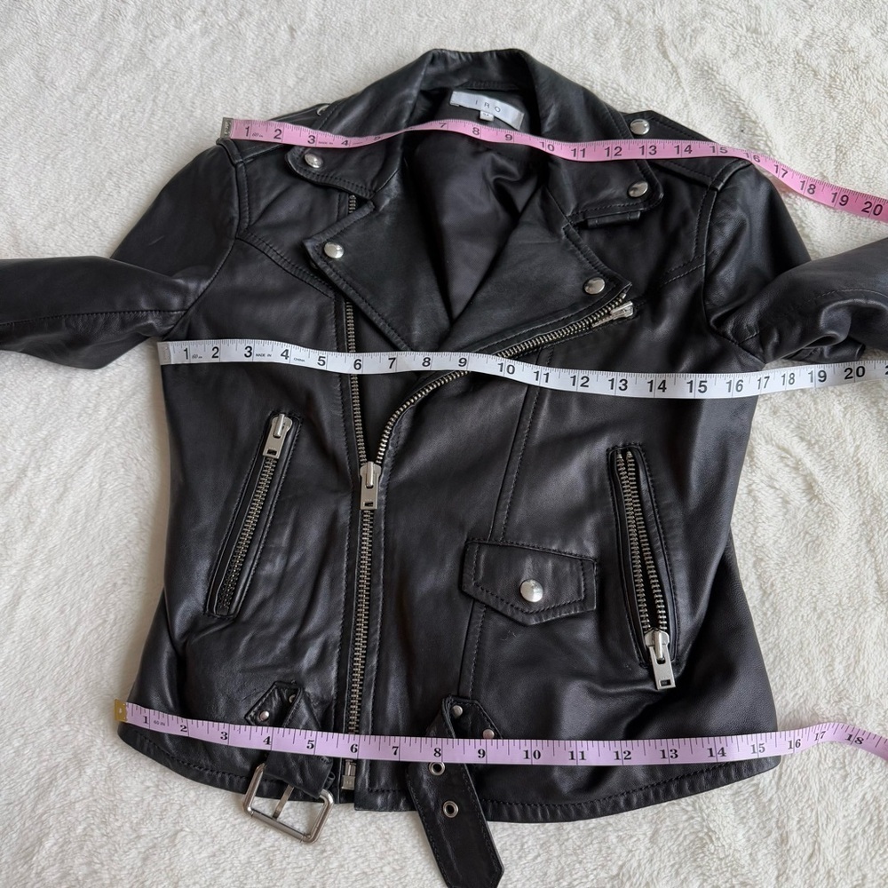 IRO Leather Black Moto Long Sleeve Jacket IT34 US XS (0-2) - Picture 5 of 13